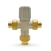 Honeywell 3/4" Union Sweat Mixing Valve (Lead-Free), 70-120F - Image 1