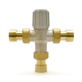 Honeywell 1" Union Sweat Mixing Valve (Lead-Free), 70-145F - Image 1