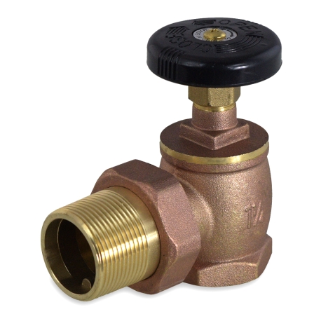 Matco-Norca 1-1/4" FIP x 1-1/4" MIP Union Steam Angle Radiator Valve, Economy Style