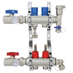 2-branch Brass Radiant Heat Manifold Set w/ 1/2" PEX adapters