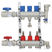 Everhot 3-branch Brass Radiant Heat Manifold Set w/ 1/2" PEX adapters - Image 1