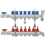 7-branch Brass Radiant Heat Manifold Set w/ 1/2" PEX adapters