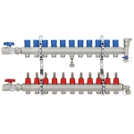 11-branch Brass Radiant Heat Manifold Set w/ 1/2" PEX adapters