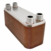 Everhot 20-Plate, 4-1/4" x 12" Brazed Plate Heat Exchanger with 1" MNPT Ports - Image 1