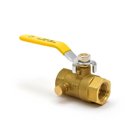 Wright Valves 1/2" NPT Threaded Brass Ball Valve w/ Waste, Full Port