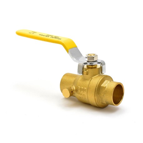 Wright Valves 3/4" Sweat (Solder) Brass Ball Valve w/ Waste, Full Port