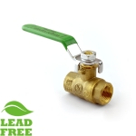 3/8" NPT Threaded Brass Ball Valve, Full Port (Lead-Free)