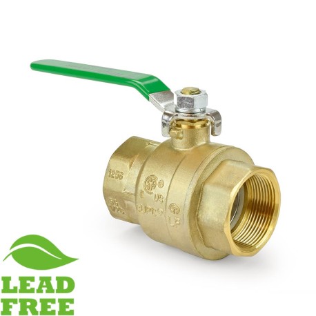 Wright Valves 1-1/2" NPT Threaded Brass Ball Valve, Full Port (Lead-Free)