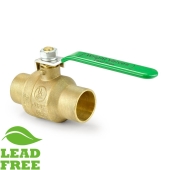 Wright Valves 1-1/4" Sweat (Solder) Brass Ball Valve, Full Port (Lead-Free) - Image 2