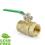 1-1/4" NPT Threaded Brass Ball Valve, Full Port (Lead-Free)