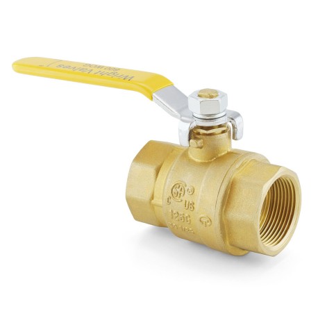 Wright Valves 1-1/4" NPT Threaded Brass Ball Valve, Full Port