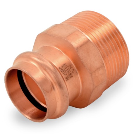 Everhot 1" Copper Press x 1-1/4" Male Threaded Adapter, Imported