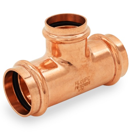 1-1/2" x 1-1/2" x 1-1/4" Press Copper Tee, Imported Everhot