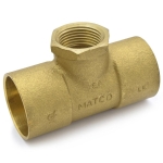 1-1/4" x 1-1/4" x 3/4" (C x C x FPT) Cast Brass Tee, Lead-Free