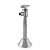 BrassCraft 1/2" Sweat x 3/8" OD Compr. Angle Stop Valve (Multi-Turn) w/ 5" extension and escutcheon, Lead-Free - Image 1