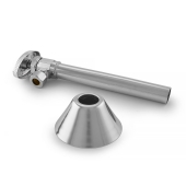 BrassCraft 1/2" Sweat x 3/8" OD Compr. Angle Stop Valve (Multi-Turn) w/ 5" extension and escutcheon, Lead-Free - Image 2