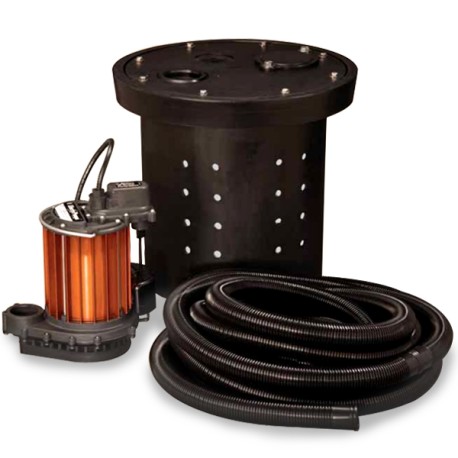 Liberty Pumps Crawl Space Sump Pump Kit w/ 16.5" x 15" Basin, 1/3 HP Sump Pump w/ 10' cord, 24ft Drain Hose & Check Valve, 1/3 HP, 115V