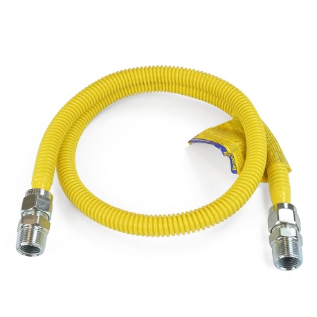 BrassCraft 48" ProCoat Stainless Steel Gas Connector, 3/4" MIP (1/2" FIP) x 3/4" MIP (1/2" FIP), 1/2" ID