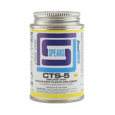 Spears 4 oz (1/4 pint) EverTUFF 1-Step CPVC CTS Cement w/ Dauber, Med Body, Fast Set, Yellow