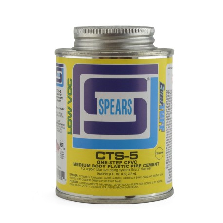 Spears 8 oz (1/2 pint) EverTUFF 1-Step CPVC CTS Cement w/ Dauber, Med Body, Fast Set, Yellow