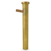 Matco-Norca 1-1/2" x 12", 17GA, Heavy-Duty Brass Tubular Flanged Dishwasher Tailpiece w/ 3/4" (7/8" OD) Drain, Rough Brass - Image 1