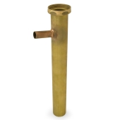 Matco-Norca 1-1/2" x 12", 17GA, Heavy-Duty Brass Tubular Flanged Dishwasher Tailpiece w/ 3/4" (7/8" OD) Drain, Rough Brass - Image 2