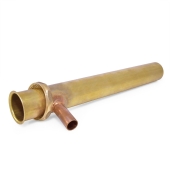 Matco-Norca 1-1/2" x 12", 17GA, Heavy-Duty Brass Tubular Flanged Dishwasher Tailpiece w/ 3/4" (7/8" OD) Drain, Rough Brass - Image 3