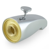 Matco-Norca 5" long, 1/2" or 3/4" FIP Base Connection Solid Brass Tub Spout w/ Shower Diverter, Chrome Plated - Image 3