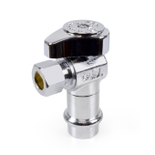 BrassCraft 1/2" Press x 3/8" OD Compression Angle Stop Valve (1/4-Turn), Lead-Free - Image 1