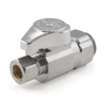 1/2" Push Connect x 3/8" OD Compr. Straight Stop Valve (1/4-Turn), Lead-Free