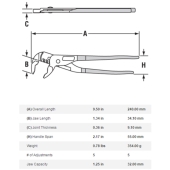 Channellock GL10 Channellock Griplock 9.5" Tongue and Groove Plier, 1.25" Jaw Capacity - Image 2