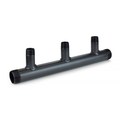 Wright Valves (3-Branch) Boiler Header Manifold for Zoning, Radiant & Baseboard Heat, 1-1/2" NPT Trunk x 1" NPT Outlets