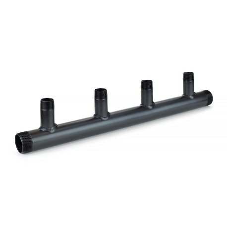 Wright Valves (4-Branch) Boiler Header Manifold for Zoning, Radiant & Baseboard Heat, 1-1/2" NPT Trunk x 1" NPT Outlets