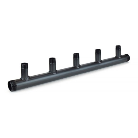 Wright Valves (5-Branch) Boiler Header Manifold for Zoning, Radiant & Baseboard Heat, 1-1/2" NPT Trunk x 1" NPT Outlets