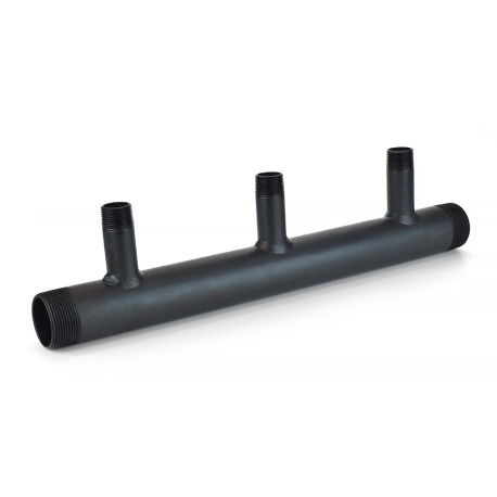 Wright Valves (3-Branch) Boiler Header Manifold for Zoning, Radiant & Baseboard Heat, 1-1/2" NPT Trunk x 3/4" NPT Outlets