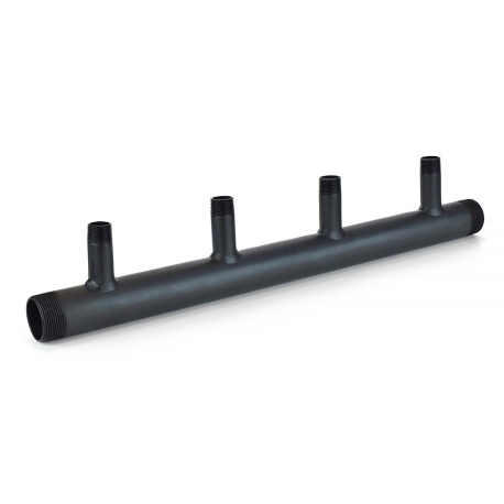 Wright Valves (4-Branch) Boiler Header Manifold for Zoning, Radiant & Baseboard Heat, 1-1/2" NPT Trunk x 3/4" NPT Outlets
