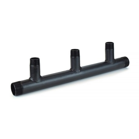 Wright Valves (3-Branch) Boiler Header Manifold for Zoning, Radiant & Baseboard Heat, 1-1/4" NPT Trunk x 1" NPT Outlets