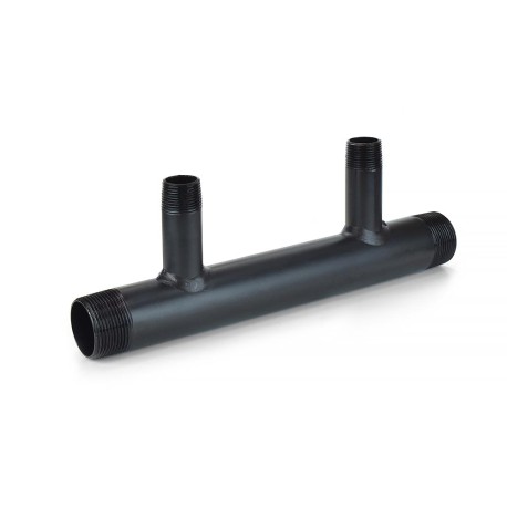 Wright Valves (2-Branch) Boiler Header Manifold for Zoning, Radiant & Baseboard Heat, 1-1/4" NPT Trunk x 3/4" NPT Outlets
