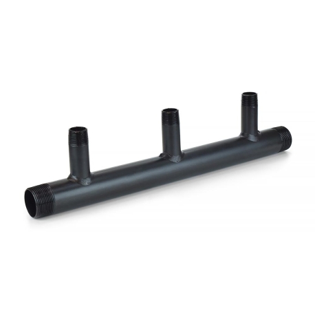 Wright Valves (3-Branch) Boiler Header Manifold for Zoning, Radiant & Baseboard Heat, 1-1/4" NPT Trunk x 3/4" NPT Outlets