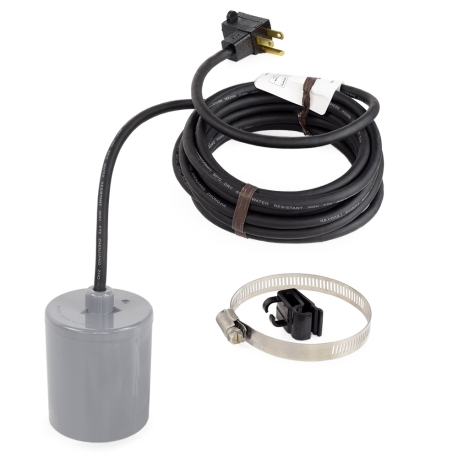 Liberty Pumps Wide Angle Float w/ Piggyback Plug & Clamp for 2" or 3" Disch. Pipe, 115V, 13A max (up to 3/4 HP), 15ft cord