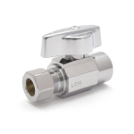 1/2" Sweat x 3/8" OD Compr. Straight Stop Valve (1/4-Turn), Lead-Free