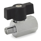 Wright Valves 1/8" Male x 1/8" Female NPT Threaded Mini Brass Ball Valve, Full Port - Image 1