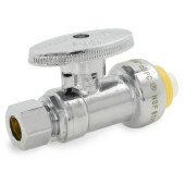 Everhot 1/2" Push-to-Connect x 3/8" OD Compr. Straight Stop Valve (1/4-Turn), Lead-Free - Image 1