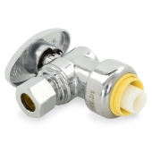 1/2" Push-to-Connect x 3/8" OD Compr. Angle Stop Valve (1/4-Turn), Lead-Free Everhot