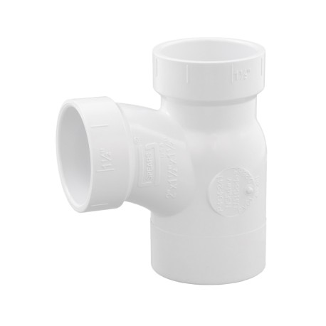 Spears 2" x 1-1/2" x 1-1/2" PVC DWV Sanitary Street Tee (Spigot x Socket x Socket)