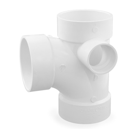 Spears 4" PVC DWV Sanitary Tee w/ 2" Right Side Inlet