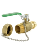 Wright Valves 1/2" Press x 3/4" Male Garden Hose Brass Ball Valve w/ Cap & Chain, Lead-Free - Image 3
