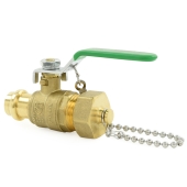 Wright Valves 1/2" Press x 3/4" Male Garden Hose Brass Ball Valve w/ Cap & Chain, Lead-Free - Image 5