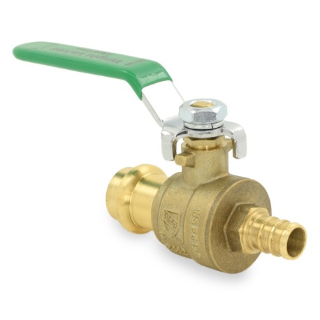 Wright Valves 1/2" PEX x Press Brass Ball Valve, Full Port (Lead-Free)