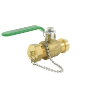 Wright Valves 3/4" Press x 3/4" Male Garden Hose Brass Ball Valve w/ Cap & Chain, Lead-Free - Image 2